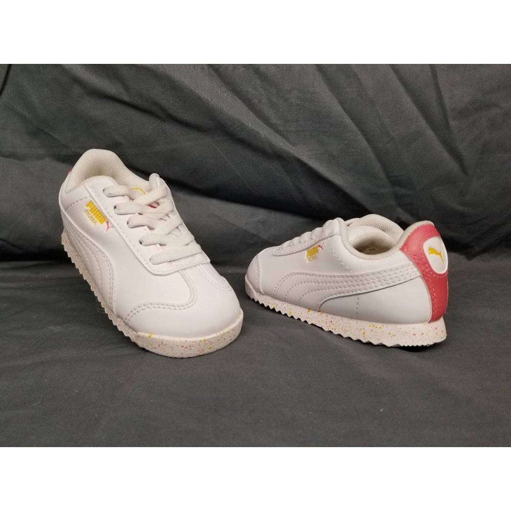 Puma Toddlers Roma Brain Freeze Sneakers Slip On White Coral Size 5 NEW!